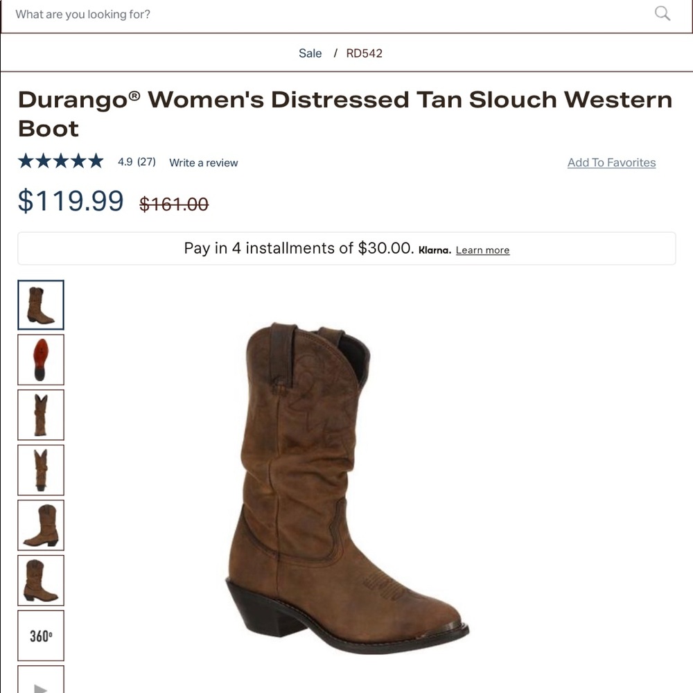 Women’s size 8 Durango cowboy boot distressed tan
